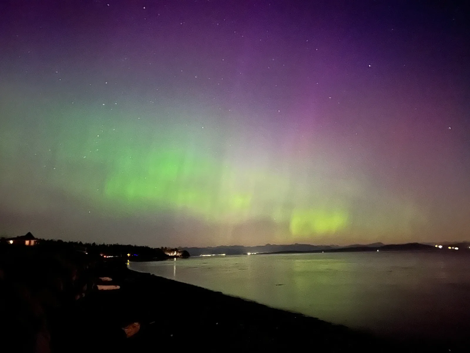 The Northern Lights over the Pacific Coast of Canada