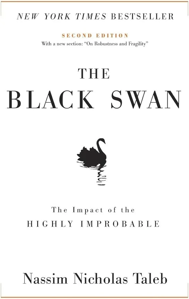 The cover of The Black Swan by Nassim Nicholas Taleb, subtitled "The Impact of the Highly Improbable".